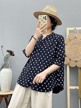 Y's ドット柄綿ローン　半袖ブラウス Y's.」滲んだ水玉模様のユニセックスウェア、ギャザー